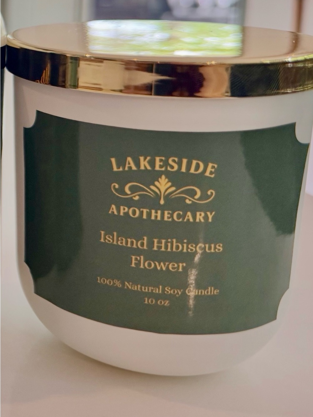 Island Hibiscus Flower 100% Soy Candle - Green & Gold